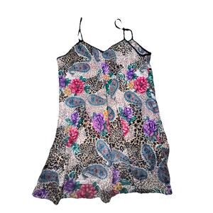 Large Vintage Leopard Floral Signature Expressions Slip Dress Night Gown (AG15)